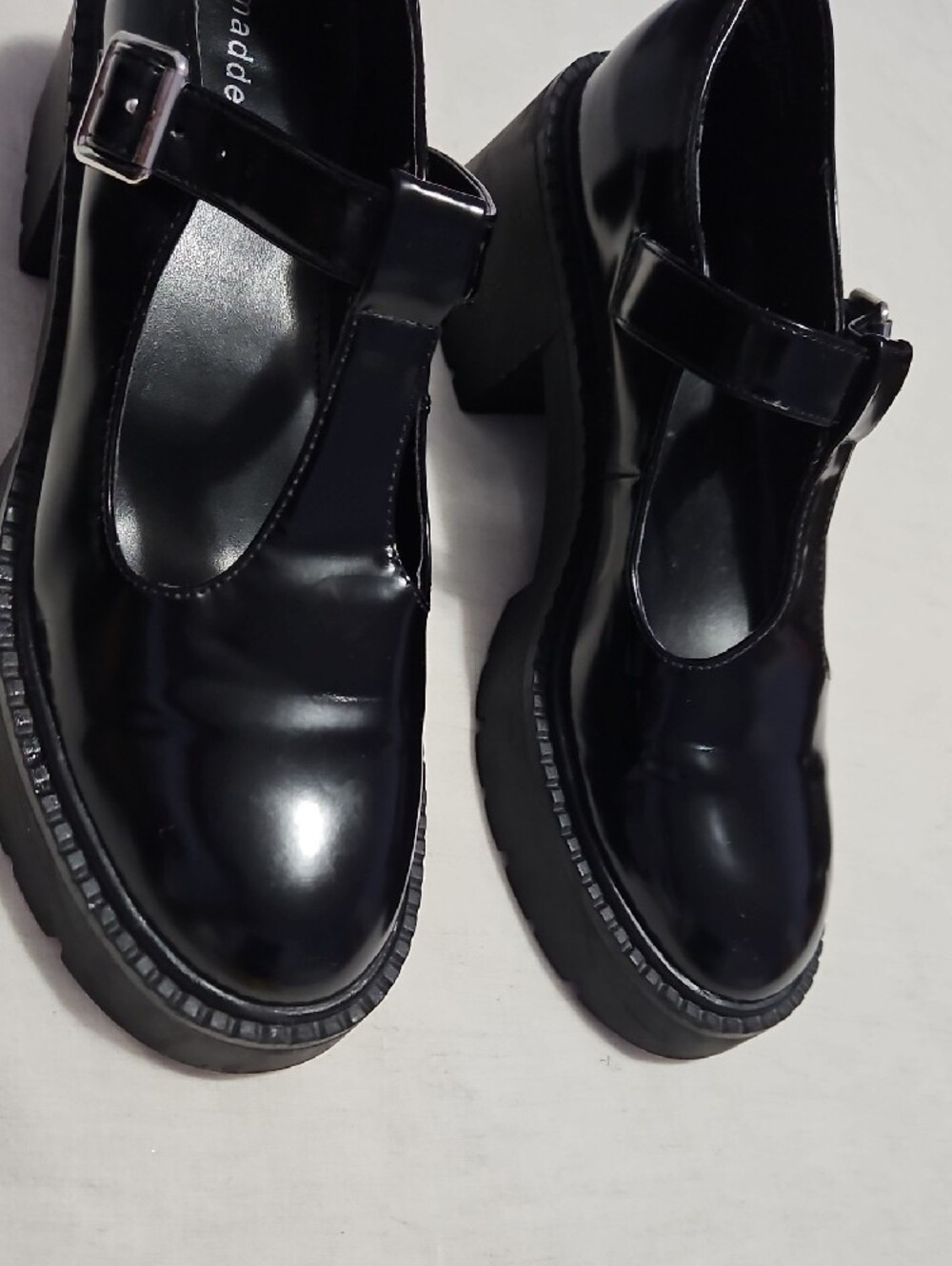 Madden Girl Black Patent Mary Jane Block Heel with Buckle Strap - Picture 5 of 16